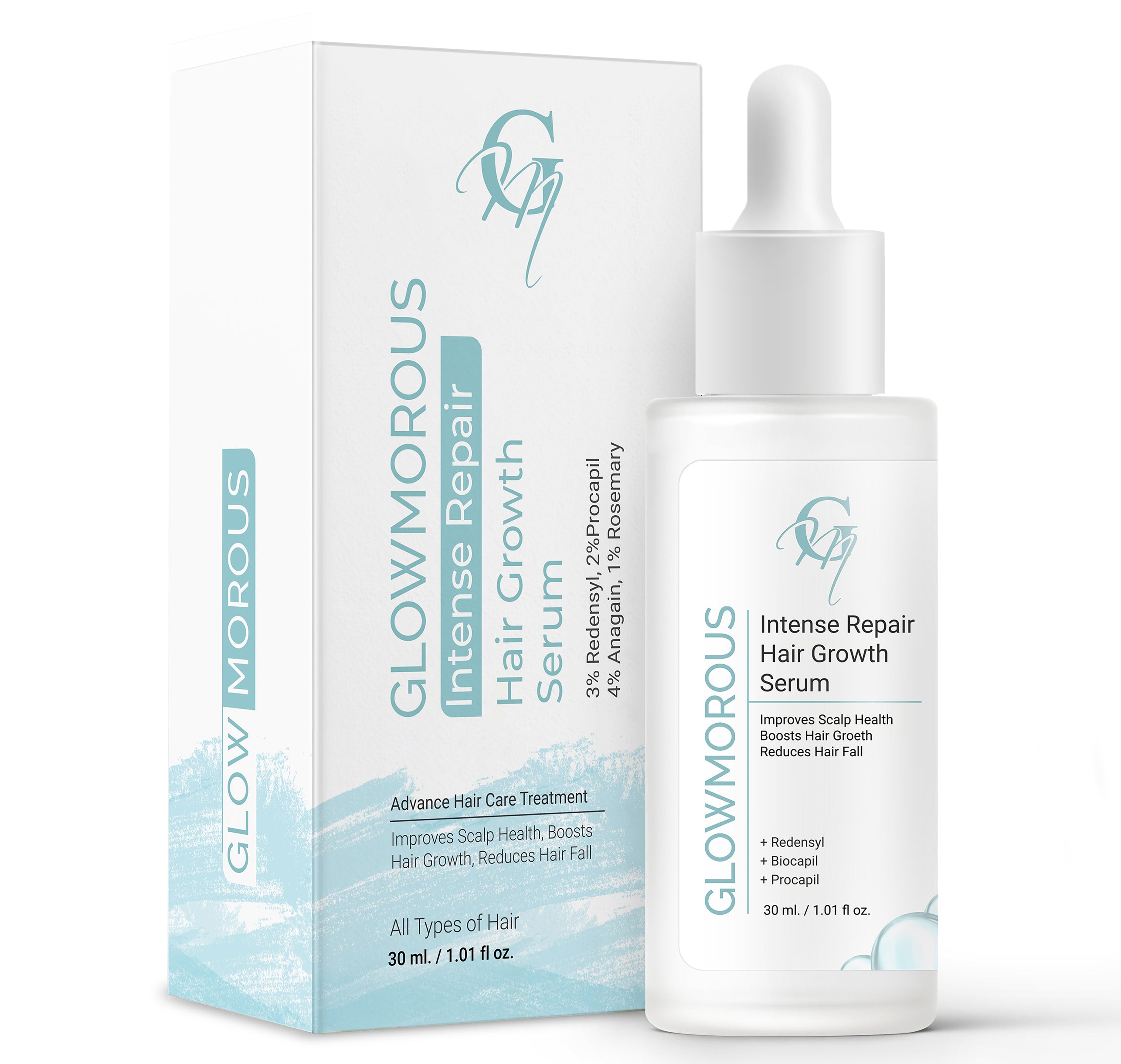 Glowmorous Intense Repair Hair Growth Serum – Redensyl, Procapil & Biocapil - 30 ML